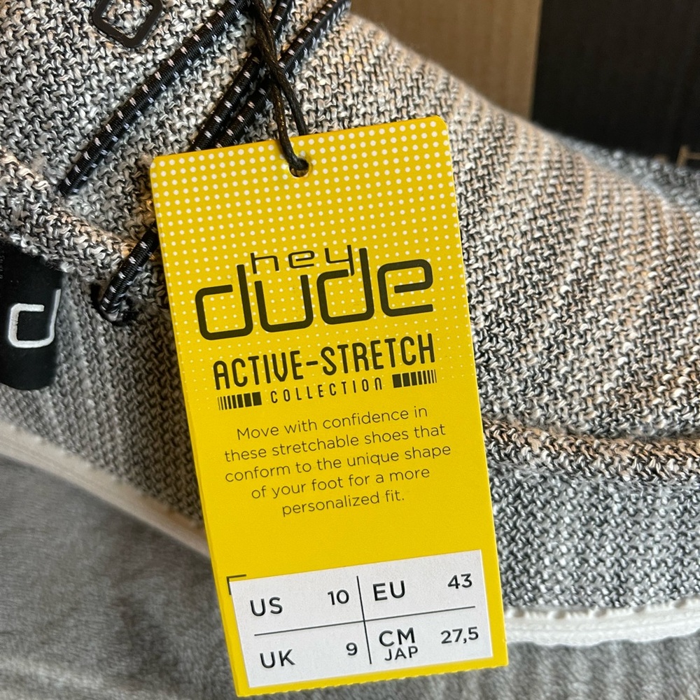 Hey Dudes. Brand new with tags in box. Size 10 in Men’s.